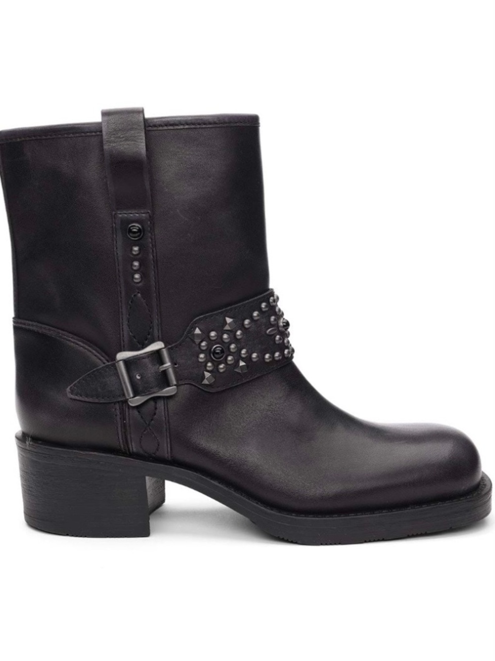 Ash Tequila Leather Moto Biker Boots Black SZ EU 39
